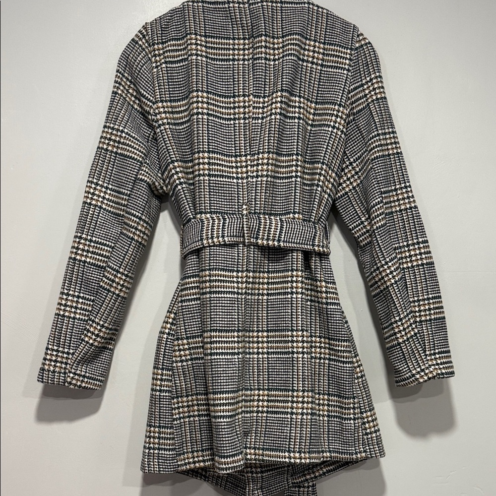 Love Tree Black and White Plaid Trench Coat - Picture 6 of 7